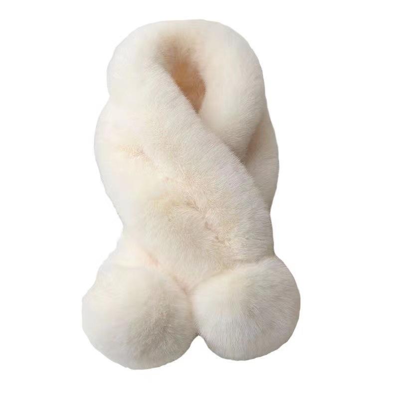 Шарф из кроличьего меха, шарф-меховой воротник, женское осенне-зимнее тепло, корейская версия универсального трехтрубного утолщенного плюшевого шарфа, шарф