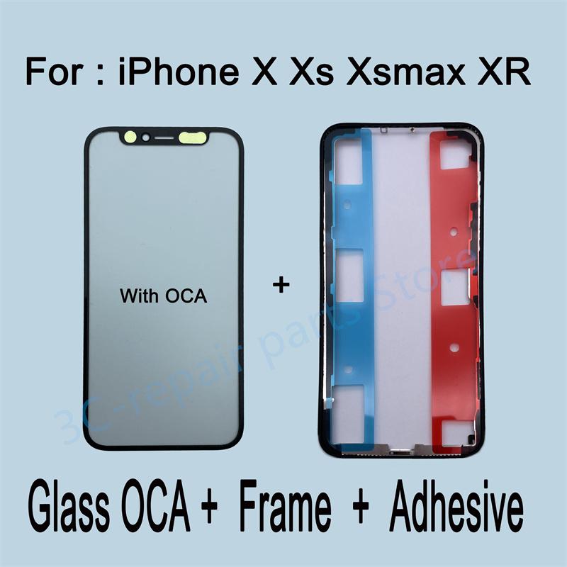1set Front Screen Outer Glass OCA Frame Bezel For iPhone x XS Max Xr 11 Pro 12 mini Sreen Lens Replacement Adhesive Sticker glue