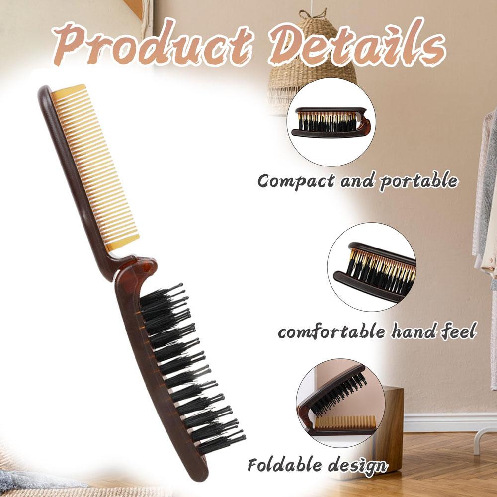 Складная щетка для волос Щетка с щетиной для блеска и разглаживания волос Распутывающая Дорожная Портативная