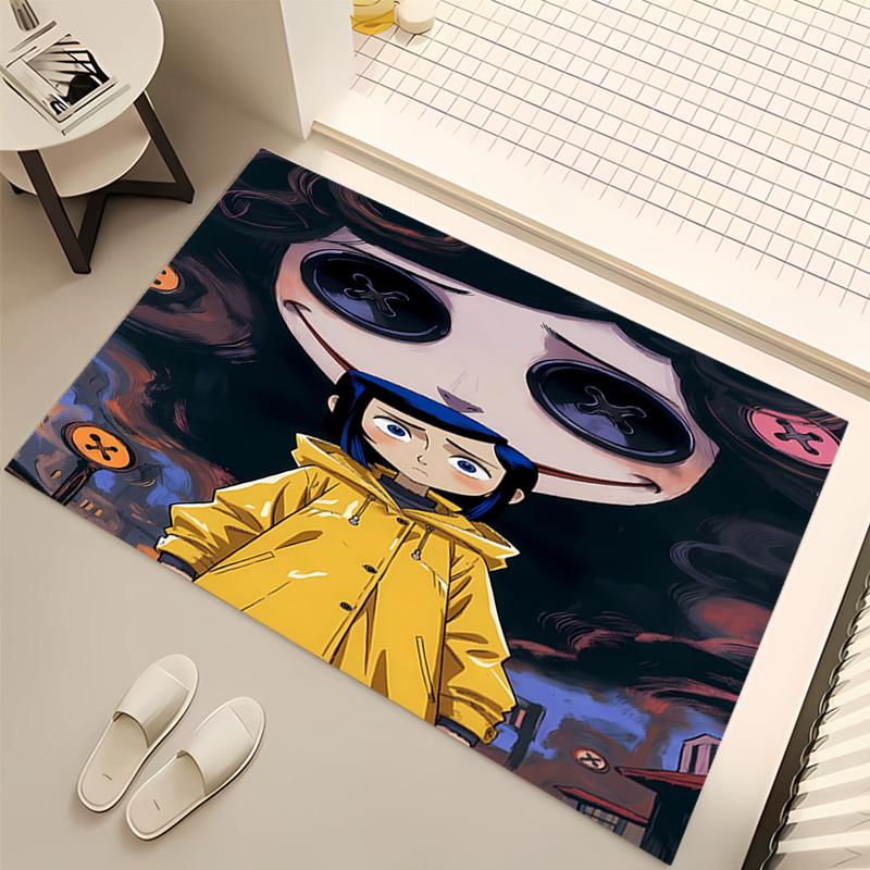 1pc Coraline Print Area Rug - Soft, Washable Non-Slip Indoor Mat, Living Room, Home Office Decorative Rug,Office Decorative