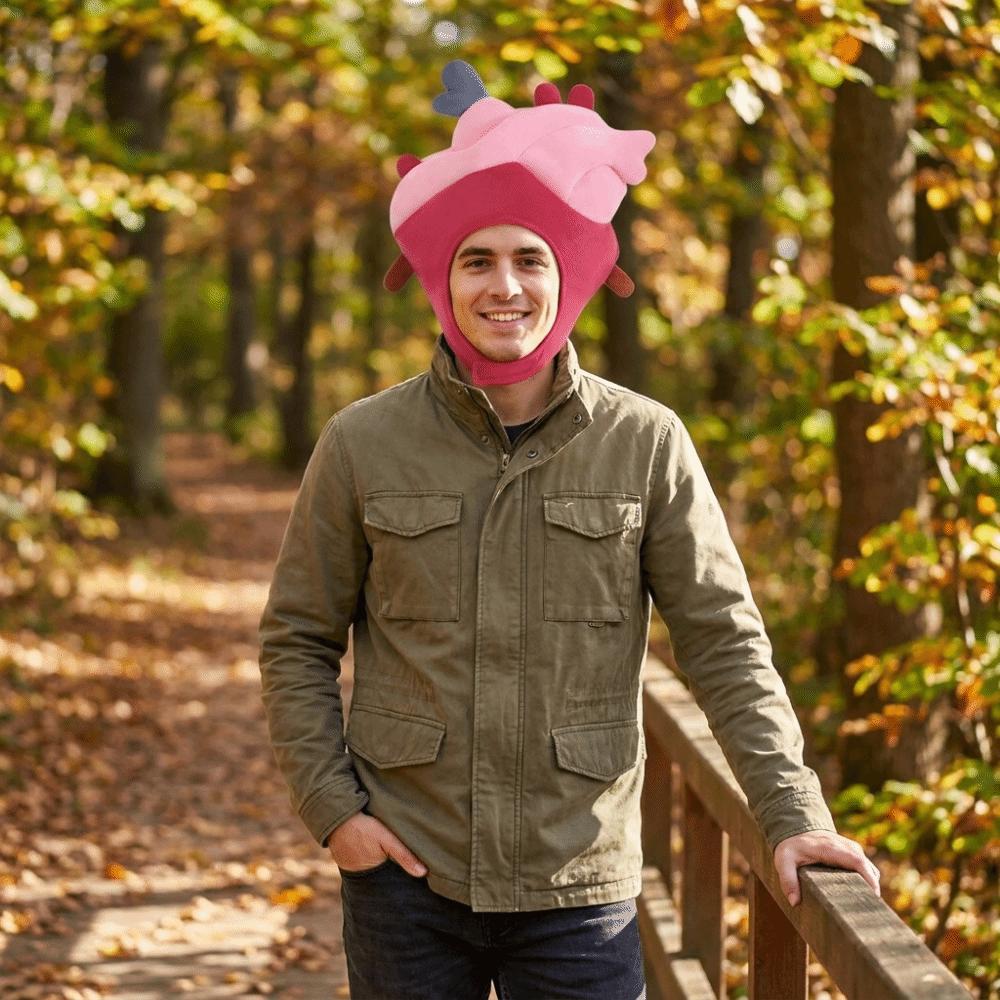 Cartoon Heart-Shaped Headgear Cotton-Filled Cosplay Headpiece Party Costume Head Cover Cosplay