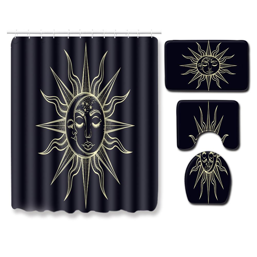 Экзотическая занавеска для душа, коврик для пола в ванной, крышка для унитаза, коврик для ног, узор из четырех частей