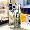 Чехол для телефона в китайском стиле с рисунком бамбука для iPhone 17,16,15,14,13,12,11,Pro,XS,Max,Plus,Mini,SE4,E IMD Матовый Черный