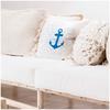 [Q4334] - Чехол на подушку хлопковый 'Monde Marin' бежево-синий (морской якорь) - 40х40 см