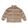 Solid Color Zip-Up Loose Stand Collar Long Sleeve Jacket Men Outerwear Brown VN000FC2YEH