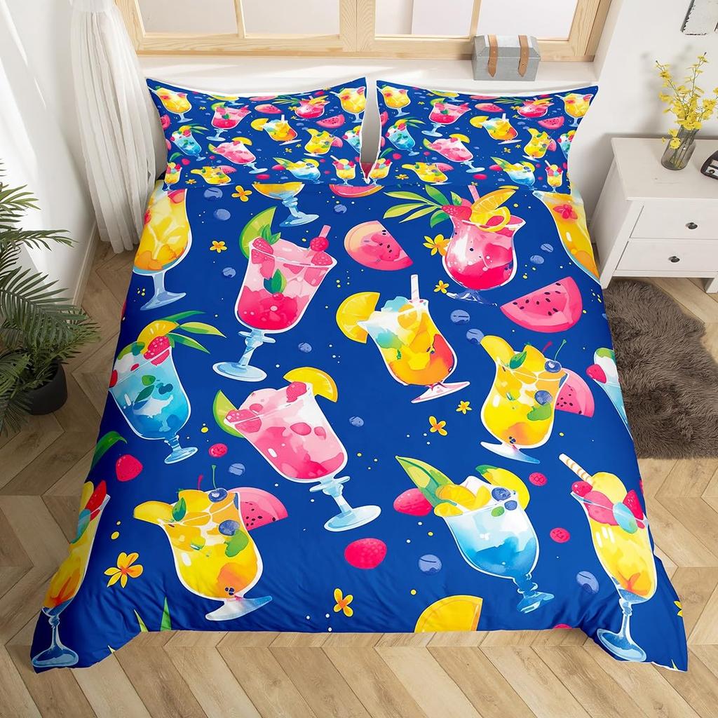 Juice Drink Duvet Cover Sets Queen King Lightweight Quilt Covers Bedroom Decor Cool Summer Themed Bedspread Covers No Comforter