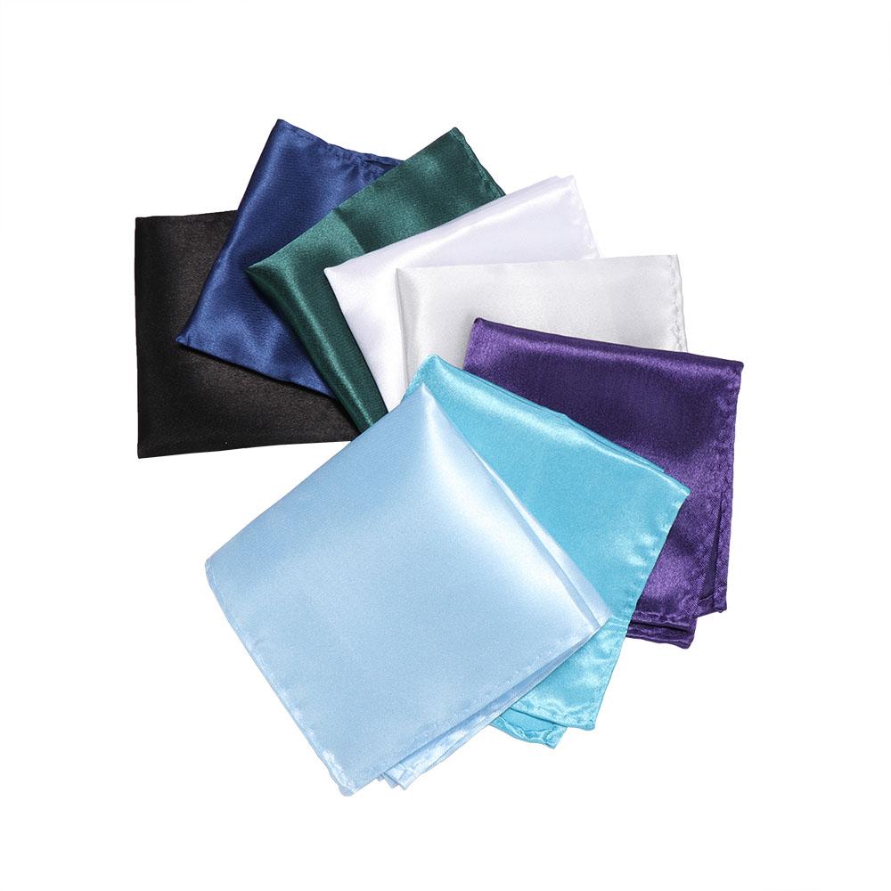 Satin Plain Solid for Wedding Dress Party Men Solid Pocket Hanky Pocket Square Handkerchief Silk