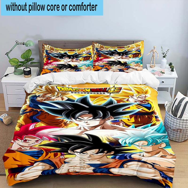 3PCS Goku Anime 3pcs Bedding,Including 3PCS Duvet Cover And 2pcs Pillowcases Perfect for Christmas,Ideal for Bedroom, Dormitory