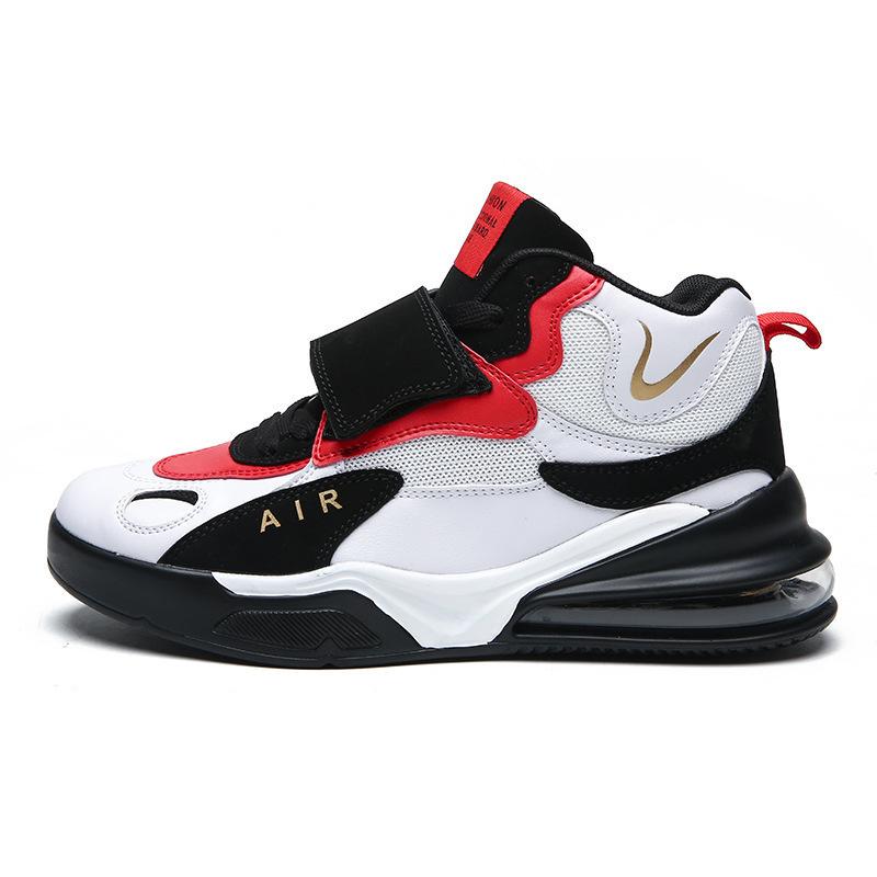 Мужские и женские черно-белые баскетбольные кроссовки на воздушной подушке — толстая подошва, большие размеры, идеально подходят для бега осенью/зимой и занятий спортом в школе.