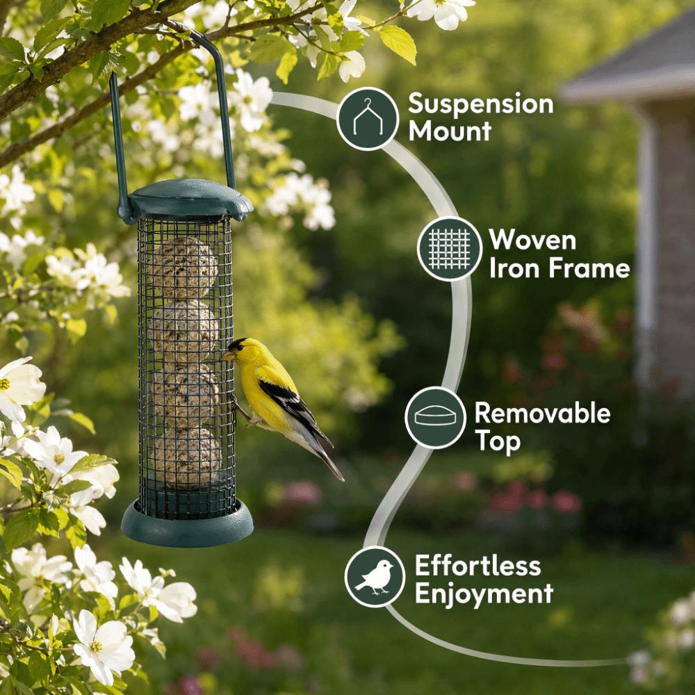 2Pcs Metal Material Hanging Bird Feeder Iron Wild Bird Feeder Sturdy Fat Ball Feeder Terrace Use