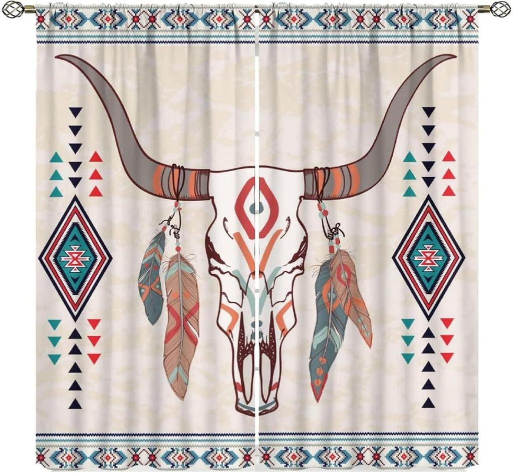 Vintage West Cowboy Window Curtains Rustic Wild West Cowboy Ride Horse and Desert Cactus Window Treatments for Bedroom Living
