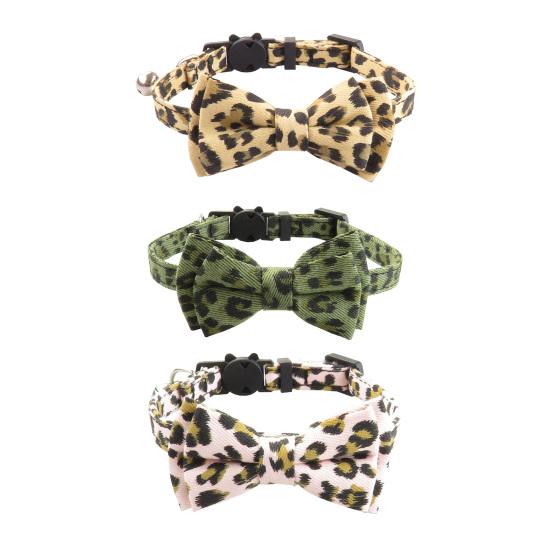 Ошейник для домашних животных с леопардовым принтом и колокольчиком, легкая ткань, цепочка на шею кошки, масштабируемый ожерелье для домашних животных