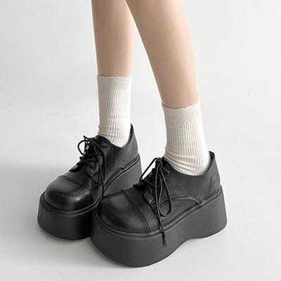Готические туфли на платформе с танкеткой, женские туфли-лодочки, женские мокасины на шнуровке, панк-нарядные, офисные, черные, новые весенние женские туфли