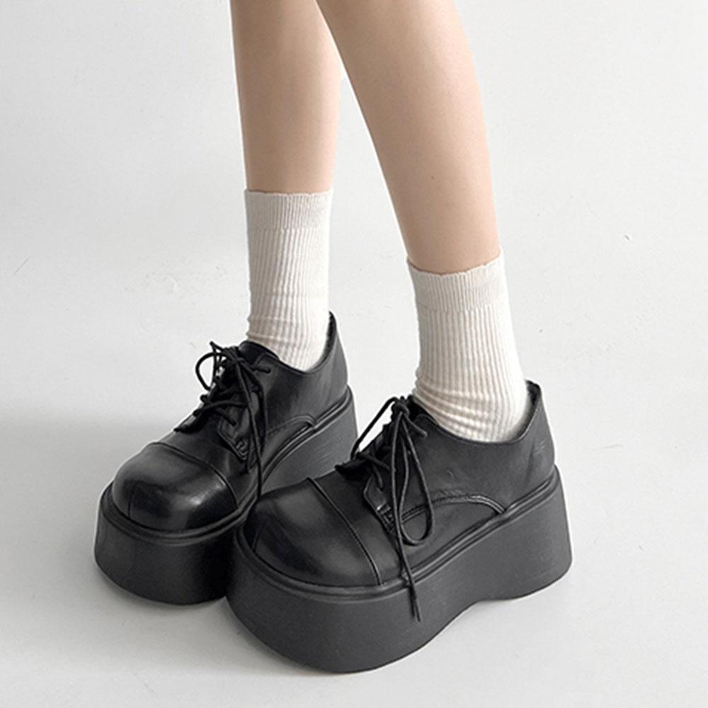 Готические туфли на платформе с танкеткой, женские туфли-лодочки, женские мокасины на шнуровке, панк-нарядные, офисные, черные, новые весенние женские туфли