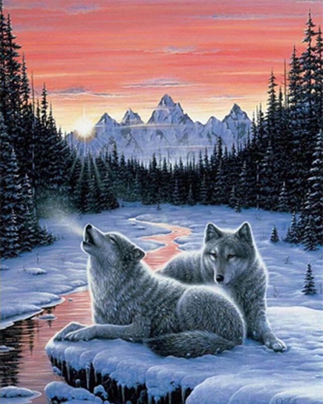 5D DIY Алмазная картина Волк Ремесло Полный квадрат Алмазная вышивка Животный пейзаж Вышивка крестом Горный домашний декор