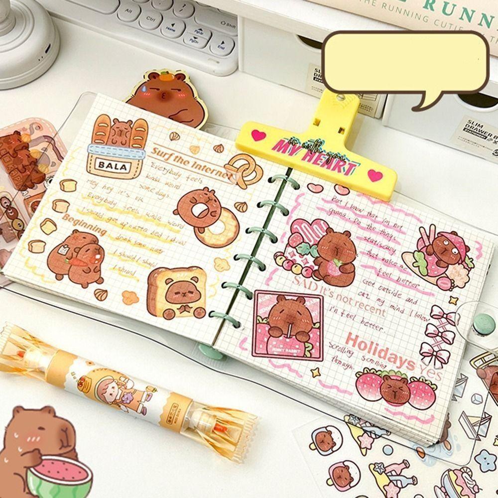 4 шт./упаковка Мультфильм Капибара Справочник Наклейки Канцелярские Мультяшные Декоративные Наклейки