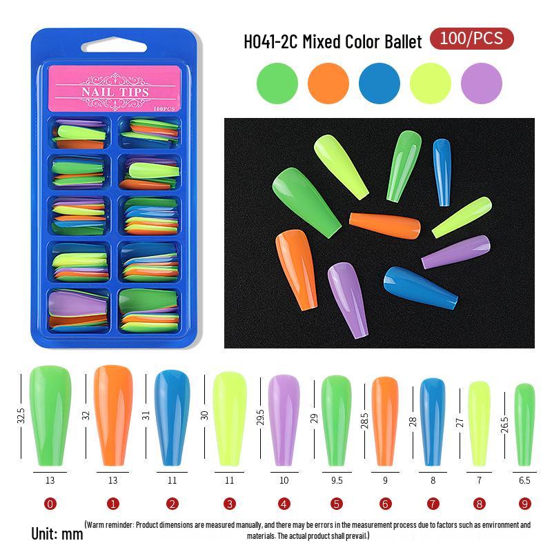 Long-Length Ballet Blue False Nail Stickers – Full Cover Nail Art Patches