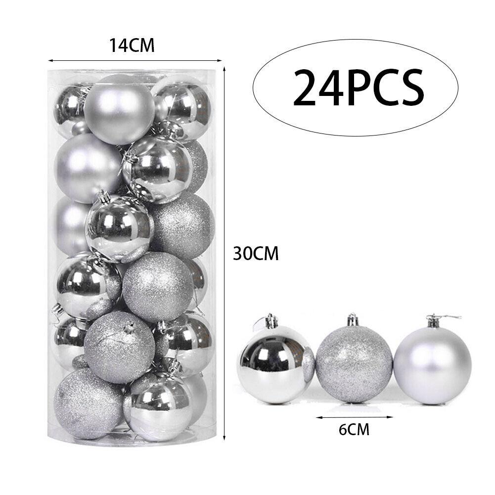 8 СМ 24 ШТ. Рождественские Подвесные Шаровые Украшения Небьющиеся Рождественские Елочные Украшения Комплект Рождественские Украшения Шары для Праздника Свадьбы Декор