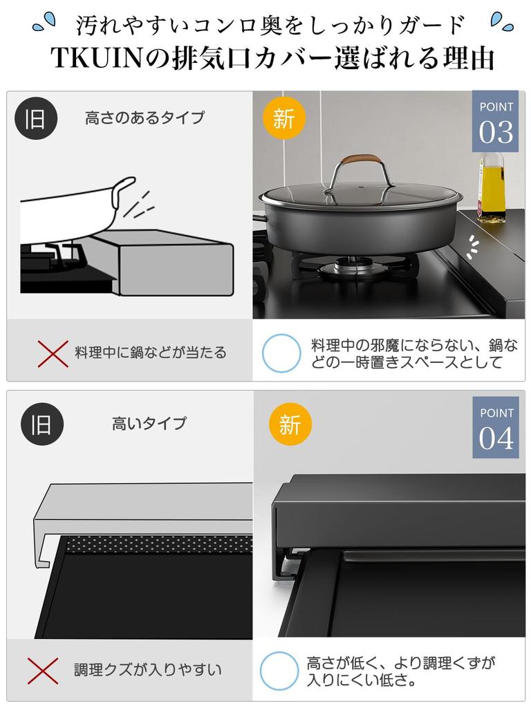 TKUIN Вытяжной колпак с регулируемой глубиной для плиты, плоский гриль, защита от брызг масла, совместимый с индукционными и газовыми плитами, защита от пятен, матовый, легко держать горячим