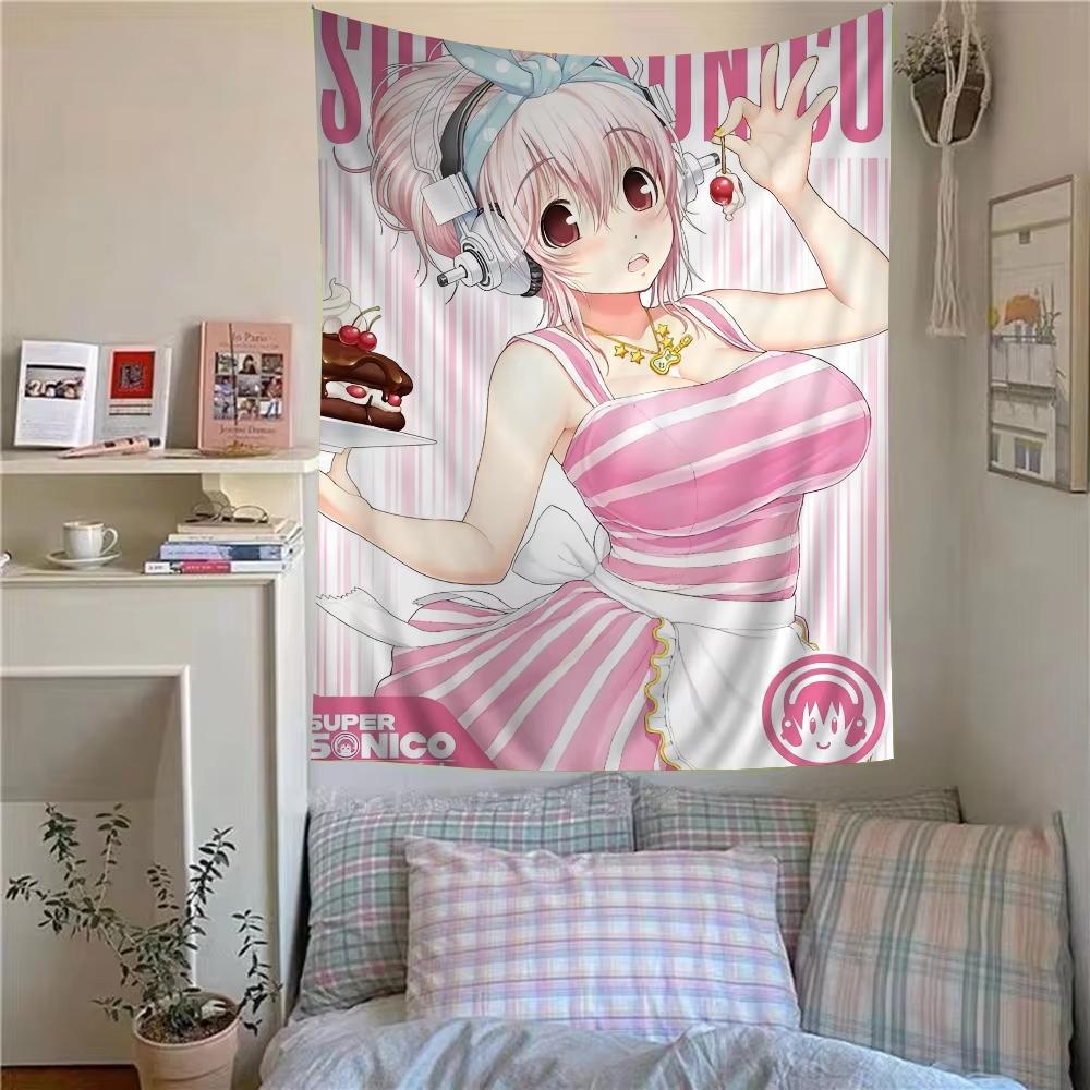 Japanese Super Sonico Comic Classic Anime Tapestry Bedroom Wall Hanging Fabric Living Room Home Dorm Decor Art Home Decor