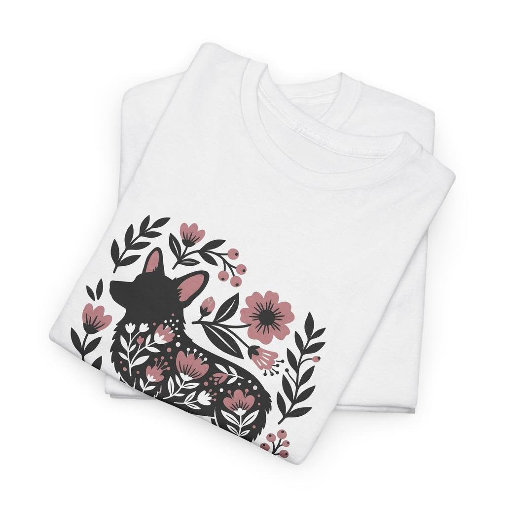 Corgi Puppy Shirt Dog Botanical Gift Women Boho Tee Puppy T-Shirt Dog Fan