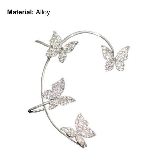 1Pc Clip Earring Butterfly Rhinestone Jewelry Temperament Delicate Ear Cuff for Wedding