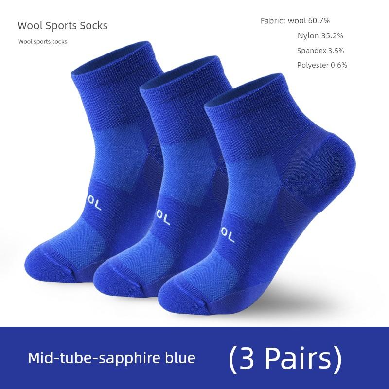 Wrels Sports Socks, All-Season Wool Warm Running Socks, Mid-High Thickened Breathable Outdoor Hiking Socks for Men and Women