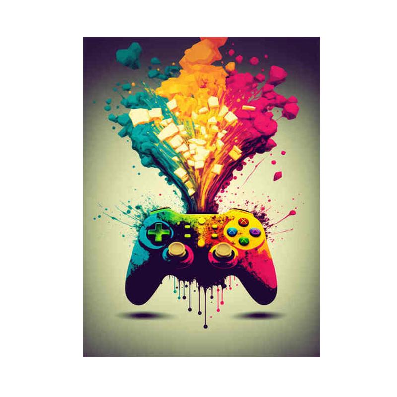 Геймерский контроллер, крутой игровой постер и принты, Spel Kawaii, наушники, красочная картина, настенная живопись, холст, картина, декор для комнаты, подарки
