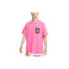 Alphabet Print Patchwork Pocket Loose Short Sleeve Crew Neck T-Shirt Men Tops Purple Pink FJ7681-684