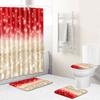 Christmas Shower Curtain Floor Mat Combination Four-Piece Set Bathroom Toilet Carpet Shower Room Mat Foot Mat