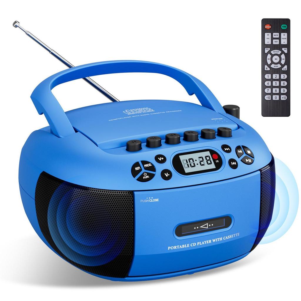 Портативный Bluetooth CD и кассетный плеер с радио