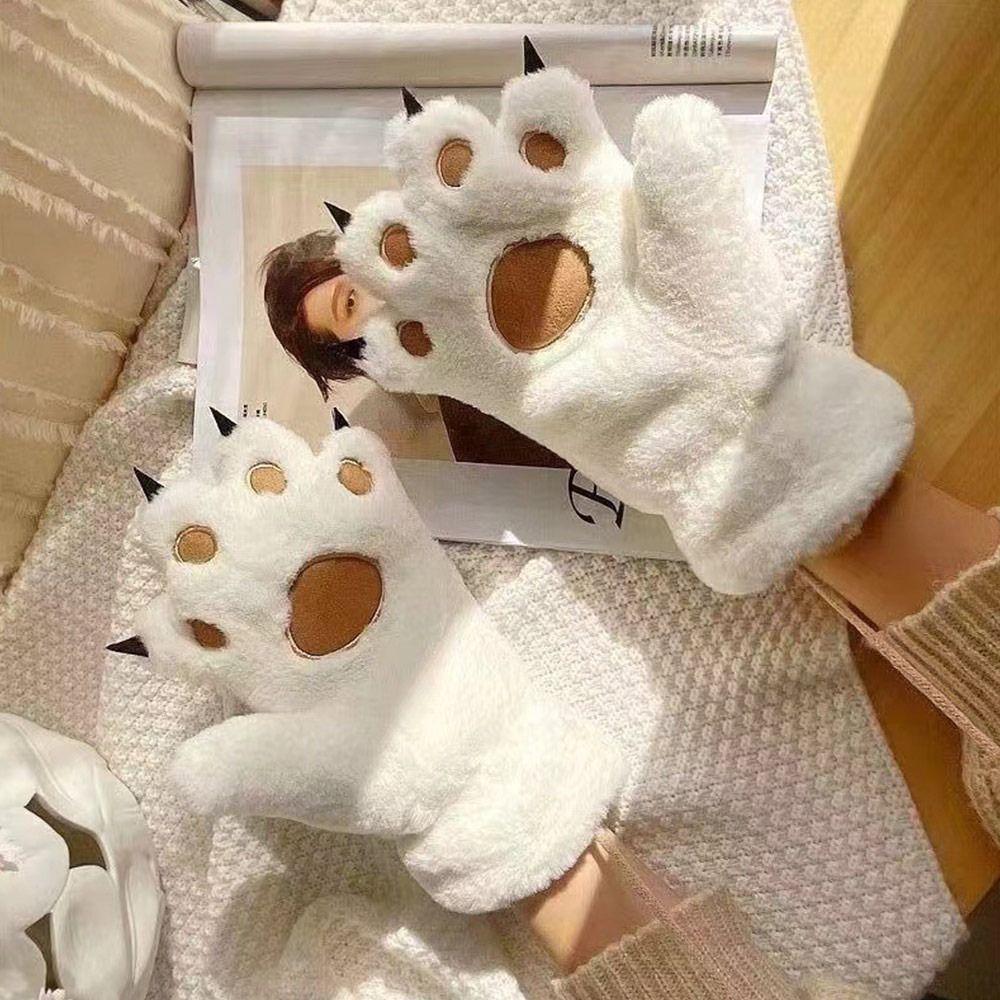 Plush Furry Mittens Bear Paw Animal Gloves Fashion Cat Paw Gloves Cosplay