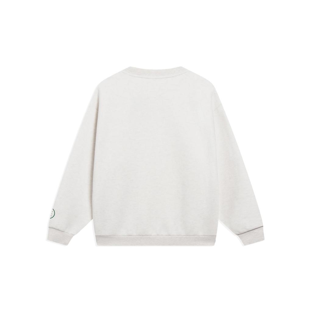 Li-Ning Wade Series, однотонный пуловер с буквенным принтом, пуловер с круглым вырезом, топы унисекс, цветочно-серый, плиточно-серый, AWDT147-10