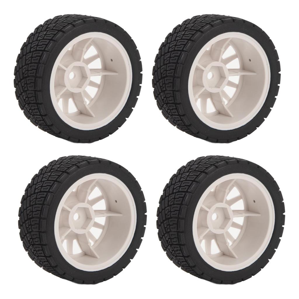 4Pcs 1 10 RC Car Tire Plastic Rim Rubber RC Car Wheel Tyre Replacement for TAMIYA TT01 TT02 XV01 White