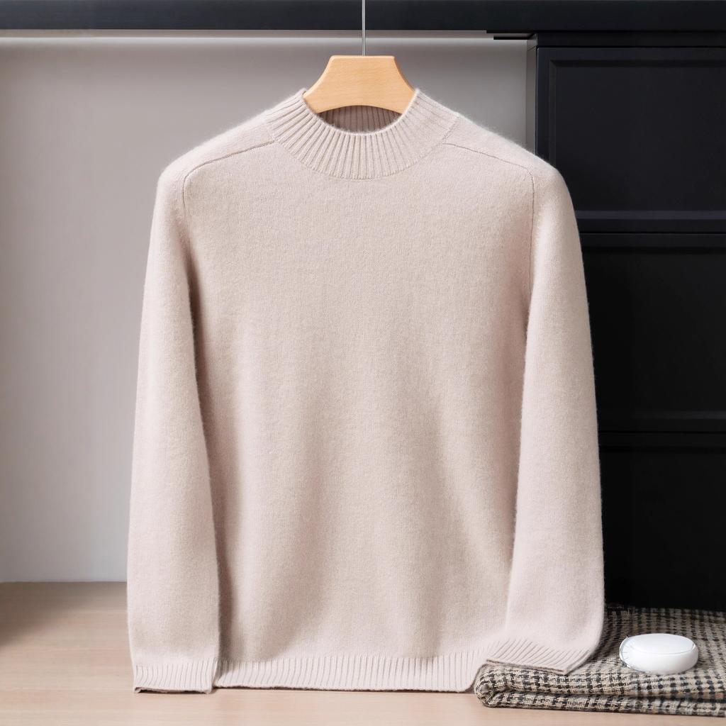 Мужская кашемировая рубашка из чистого кашемира, утолщенная, с полувысоким воротником, рукавом реглан, кашемировый вязаный свитер, мужская