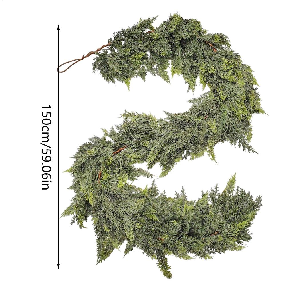 Рождественская искусственная гирлянда из кедра, реалистичная зеленая гирлянда для входной двери, праздничные атмосферные декорации для сада, улицы, дома