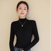 Autumn and Winter Inner Bottoming Shirt Women's Versatile Black Long-sleeved T-shirt Women's Slim and Thin Thermal Top Women