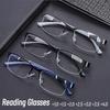 Metal Half Frame Reading Glasses HD TR90 Farsighted Eyeglasses Men Business Eyewear Diopter 0 +1.0 +1.5 +2.0 +2.5 +3.0 +3.5 +4.0