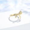 Flower Fairy Series New Bow Ladder Square Diamond Ring Beautiful Luxury Imitation Diamond Ring Temperament Women