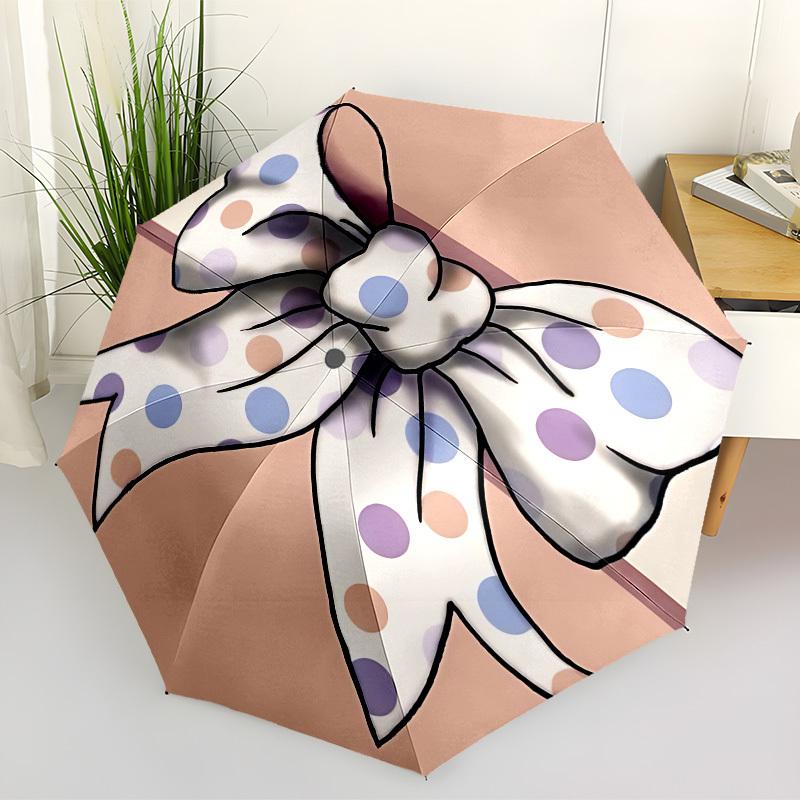 1pc Polka Dot Bow Automatic Open/Close Umbrella, Formal Events - Ideal Gift for Family or Friends, Outdoor Accessory yy251211235