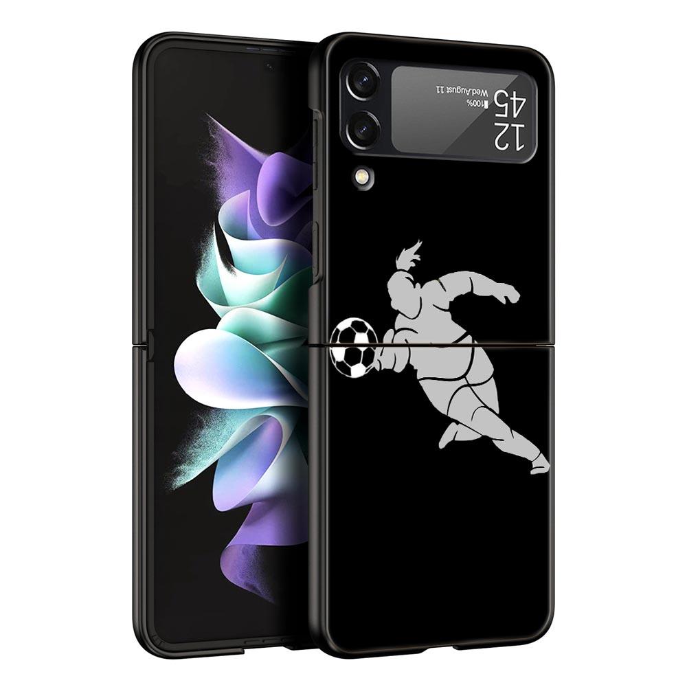 Чехол для телефона «Футболист с изображением футболиста» для Samsung Galaxy Z Flip 3 4 5, черный складной чехол для мобильного телефона, жесткий защитный чехол из ПК