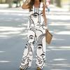 Temu spring and summer new European and American fashion women's clothing color printing sleeveless vest wide-leg pants set