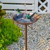 Metal Bird Bath Outdoor Retro Bird Bath Easy To Clean Bowl with Stake Rust-Proof Birdbath for Garden Patio Yard Decor