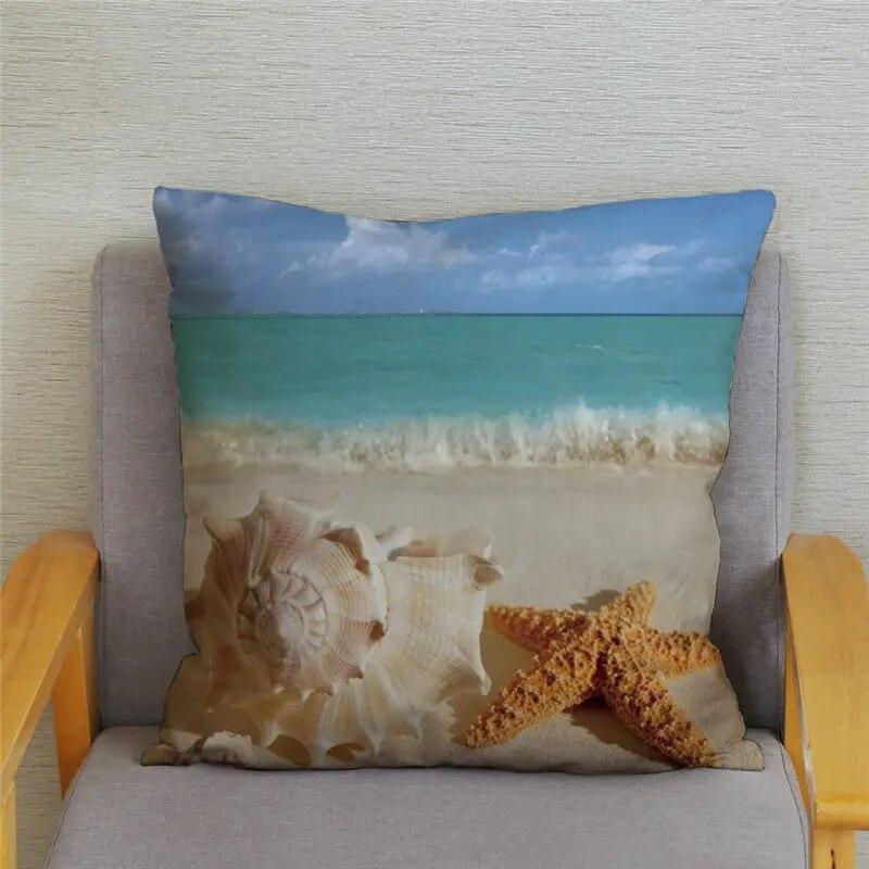 Декор для спальни, гостиной, пляжный пейзаж, кокосовая пальма, чехол для дивана, домашний декор, наволочка с принтом морской звезды и ракушки