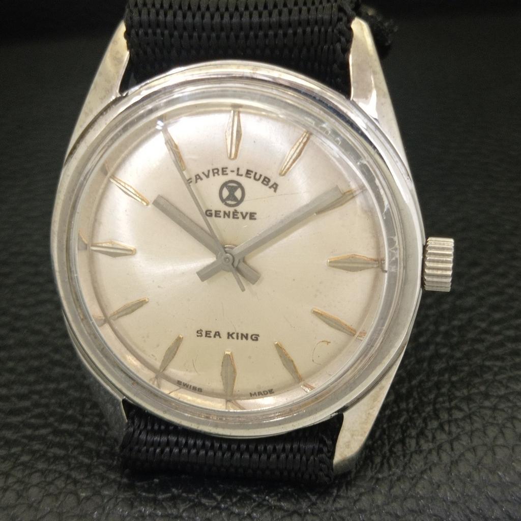 HAND-WINDING VINTAGE FAVRE LEUBA SEA KING SWISS MENS WATCH a703756-1 R213e-a703756