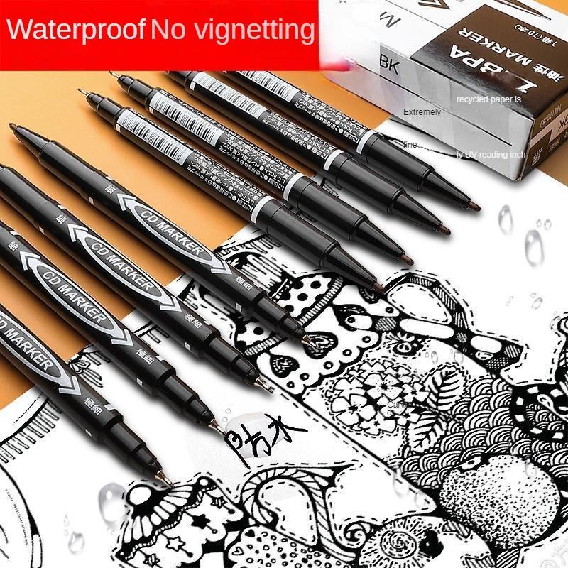 Набор из 10 перманентных маркеров с двойным наконечником - Черные, Синие, Красные чернила для пластика, дерева, металла, стекла