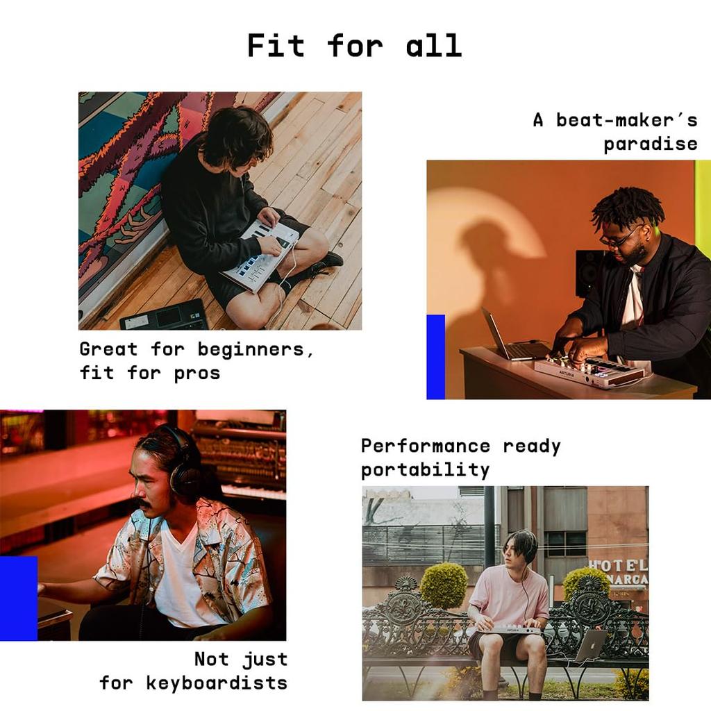 Arturia MiniLab 3 mit 25 8 Schwarz - - Универсальный MIDI-контроллер для музыкального производства, пакет программного обеспечения «все в одном» - Tasten, многоцветные пэды -