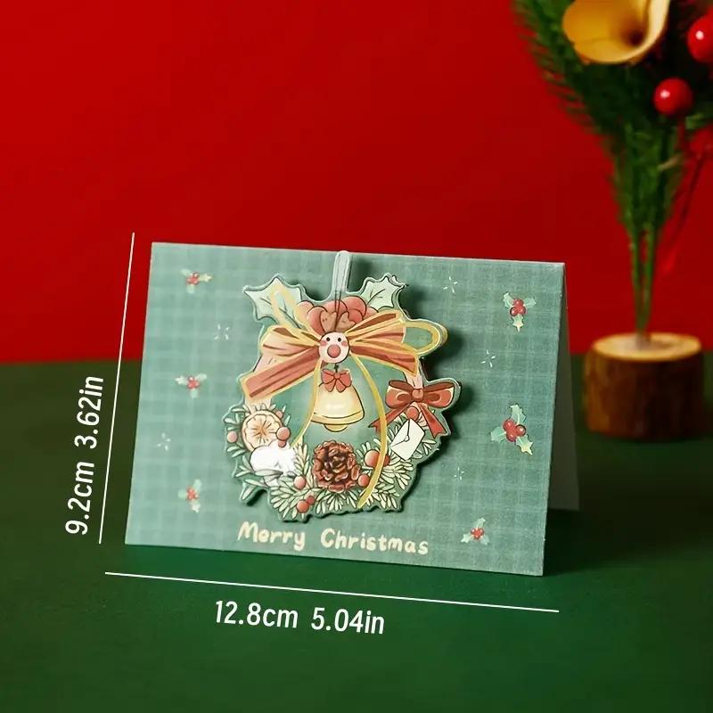 3D Christmas Greeting Cards Creative Mini Message Cards Holiday Gift Tags for Florist Bakery Classroom Exchange Party Supplies