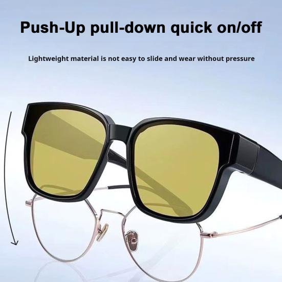 Anti Glared Polarized Sunglasses Over Glasses Night Vision Glasses Nighttime Driving Glasses UV400 Protection Wraparound Sunglasses
