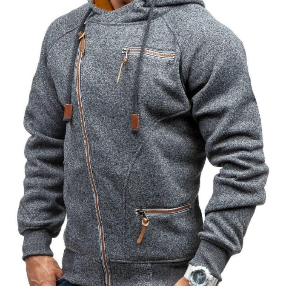 Men Hooded Sweater Fashion Clothing Side Zipper Casual Tops Male Sweatshirt